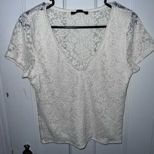 Abercrombie White Lace V Neck Top